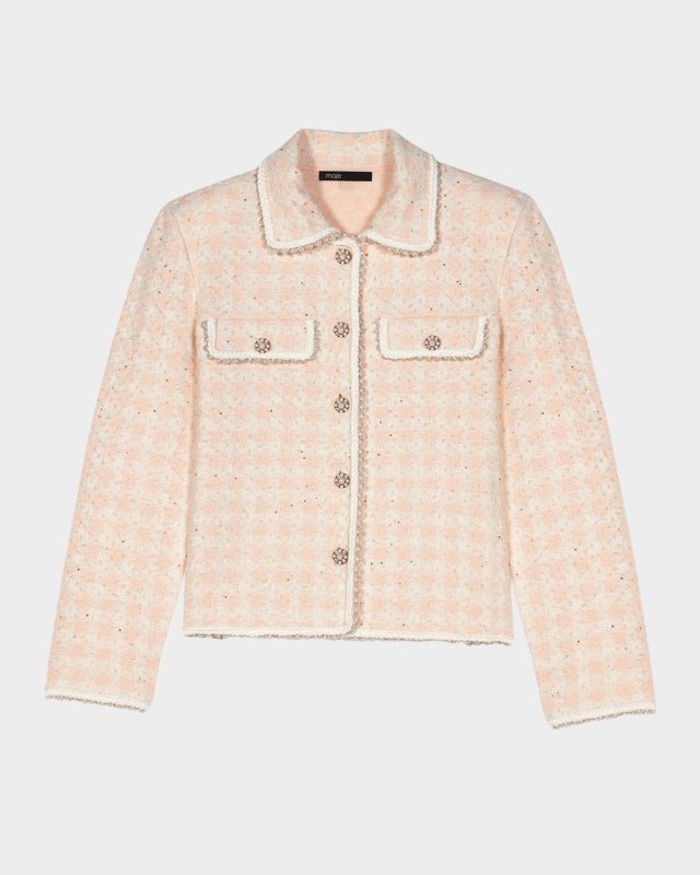 Martingal Embellished Checked Cardigan